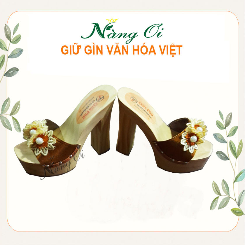 Guốc mộc gót trụ cao 14cm dễ đi, chắc chắn